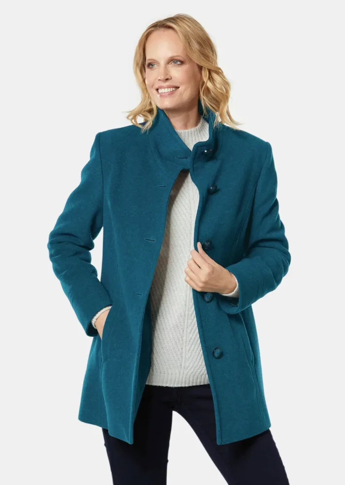 Unentbehrliche Wolljacke mit feinen Details - petrol - Gr. 21 von Goldner Fashion