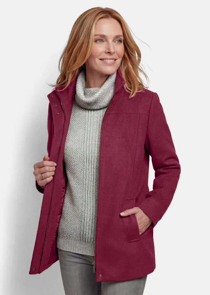 Elegante Jacke mit Stehkragen - bordeaux - Gr. 21 von Goldner Fashion