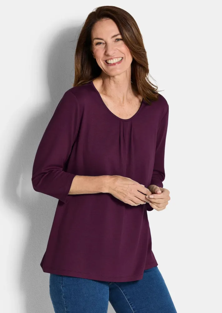 Feminines Shirt aus Viskose-Jersey - bordeaux - Gr. 19 von Goldner Fashion