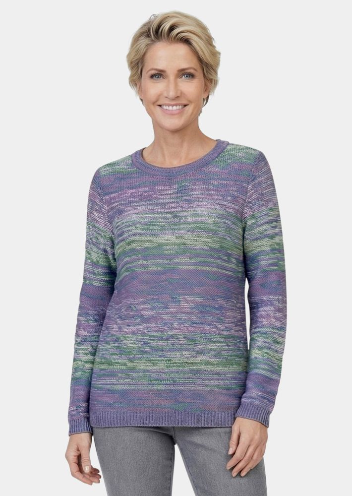 Multicolor-Pullover mit erfrischendem Farbverlauf - lila / grün / gemustert - Gr. 19 von Goldner Fashion