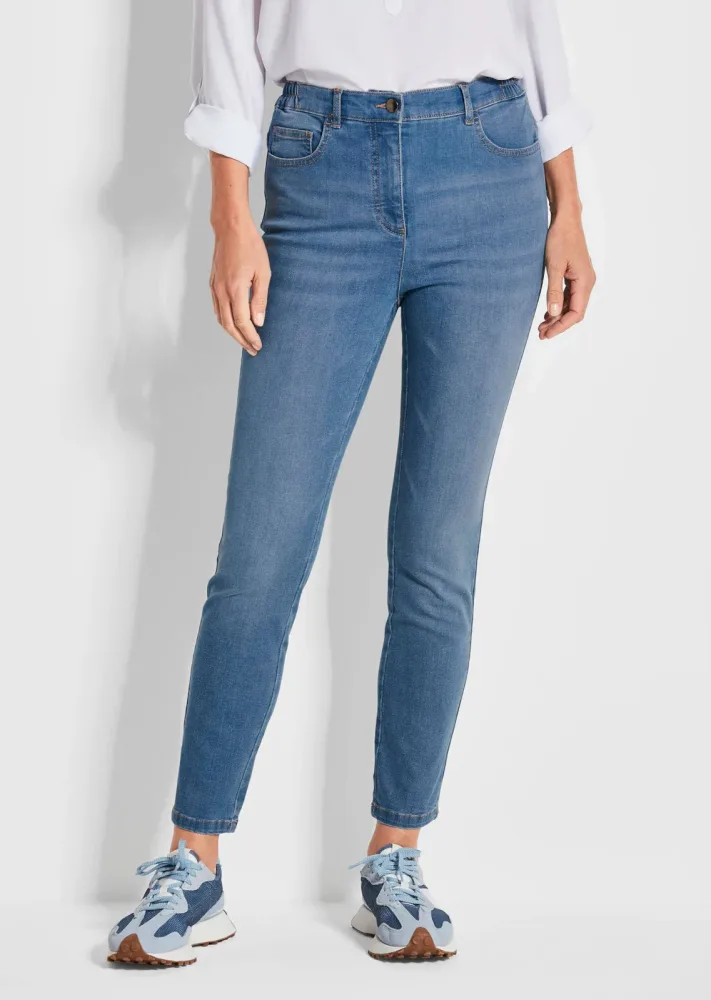 7/8-Jeans BELLA mit Strasssteinen - hellblau - Gr. 23 von Goldner Fashion