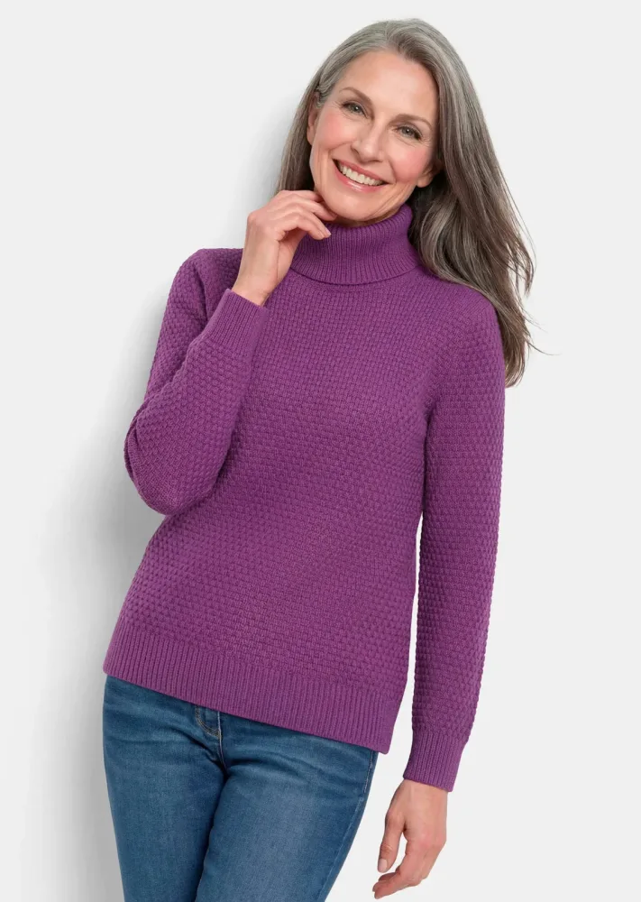 Warmer Strickpullover mit Rollkragen - beere - Gr. 50 von Goldner Fashion