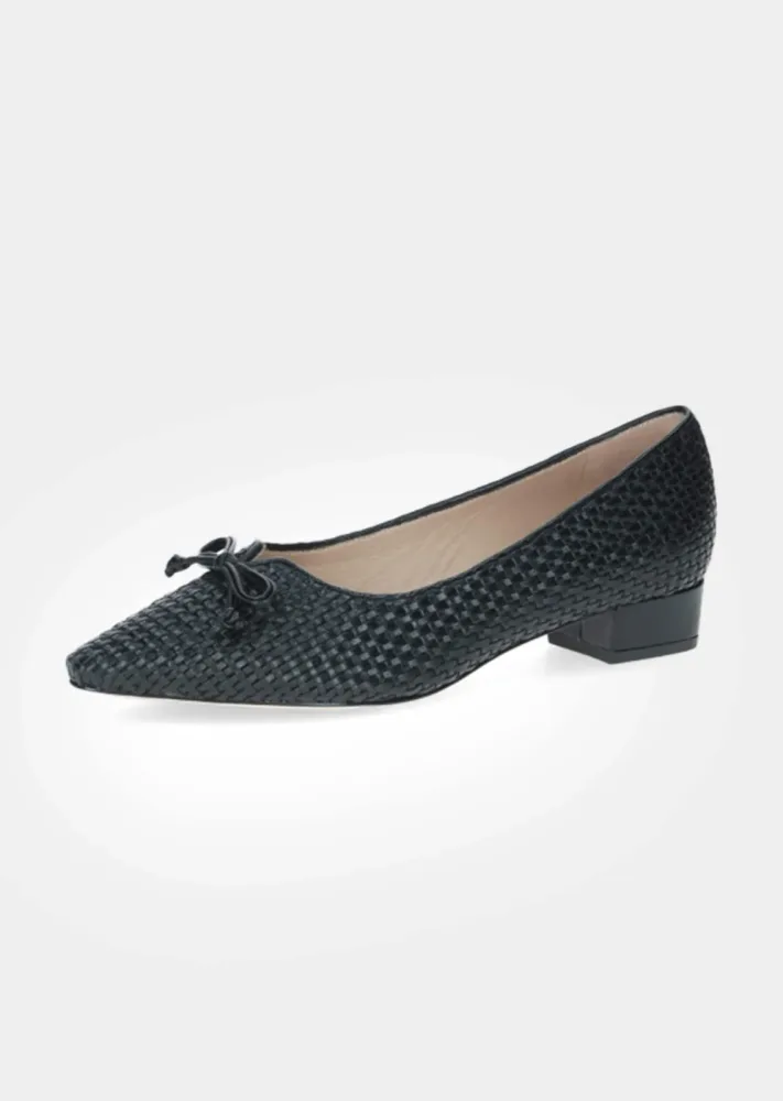 Leder-Pumps in Flechtoptik mit Blockabsatz - schwarz - Gr. 7 von Goldner Fashion