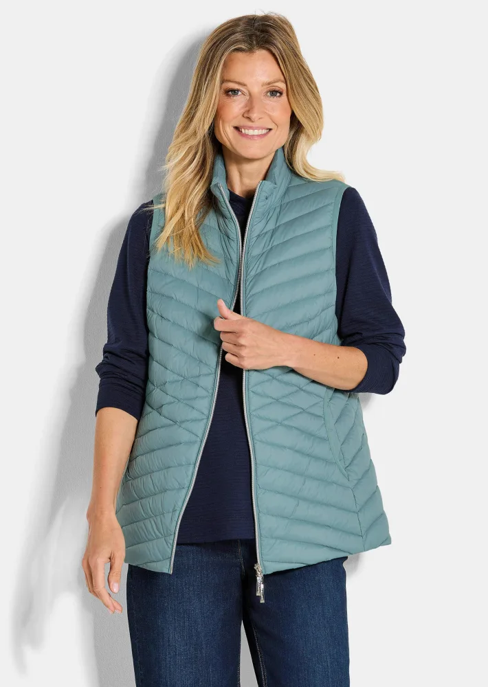 Steppweste aus leichter Daune - graugrün - Gr. 21 von Goldner Fashion