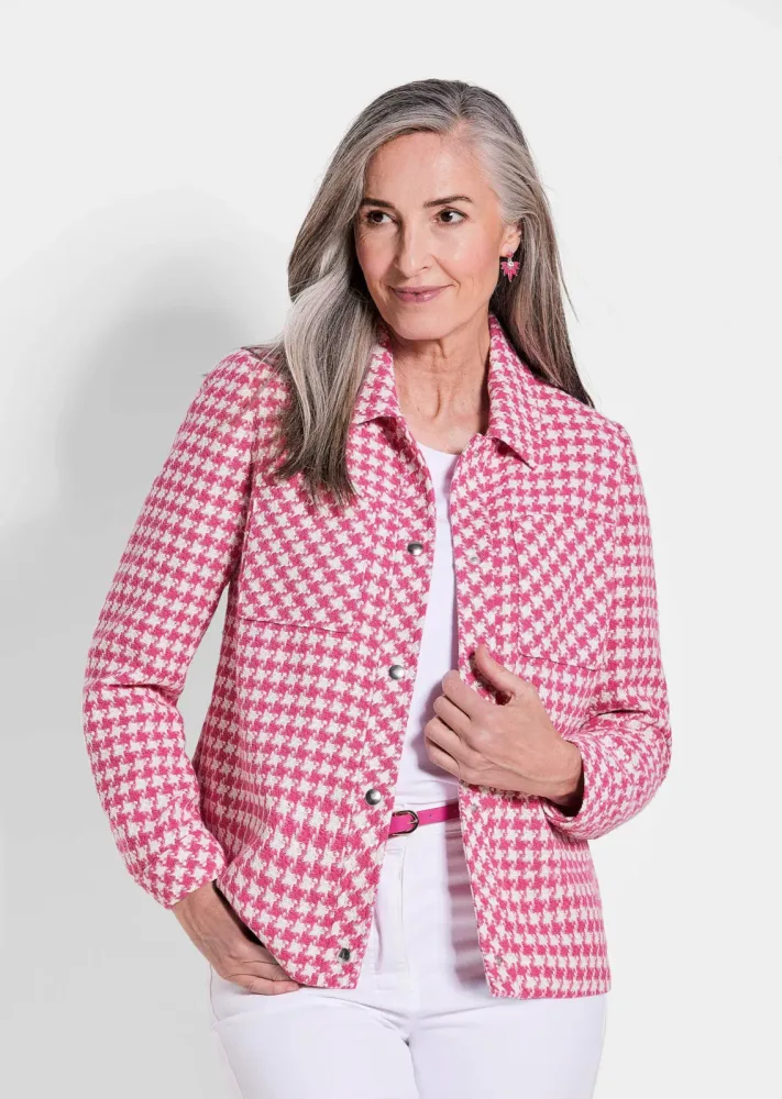 Jacke - pink / weiss / gemustert - Gr. 20 von Goldner Fashion