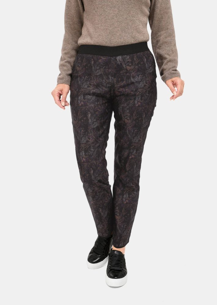 Wendedruckhose - schwarz / lila / geblümt - Gr. 19 von Goldner Fashion