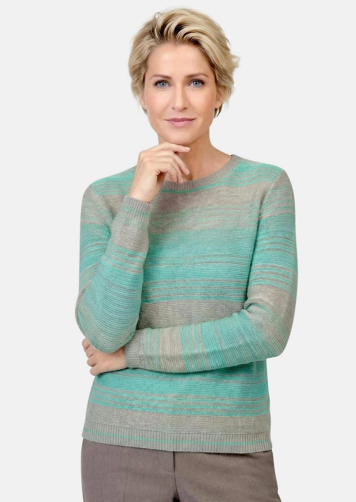 Multicolor-Pullover mit erfrischendem Farbverlauf - mint / beige / gemustert - Gr. 38 von Goldner Fashion