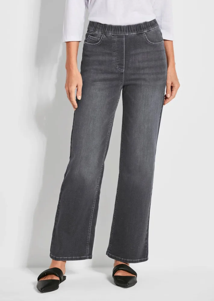Jeansschlupfhose VERA mit weitem Bein - grau - Gr. 21 von Goldner Fashion