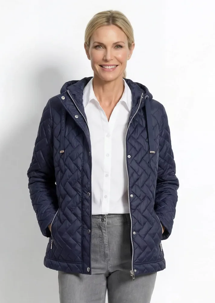 Leichte Steppjacke mit Kapuze - marine - Gr. 19 von Goldner Fashion