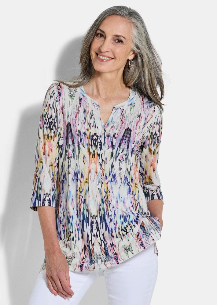 Tunika aus weichem Viskose-Jersey - bunt / gemustert - Gr. 19 von Goldner Fashion