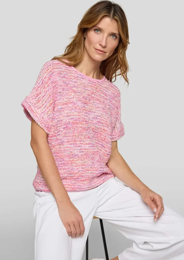 Bändchengarn-Pullover in Multicolor-Optik - rosé / pink - Gr. 40 von Goldner Fashion
