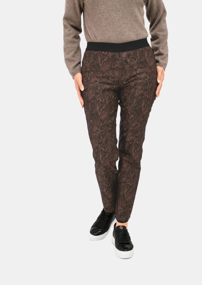 Wendedruckhose - braun / geblümt - Gr. 24 von Goldner Fashion