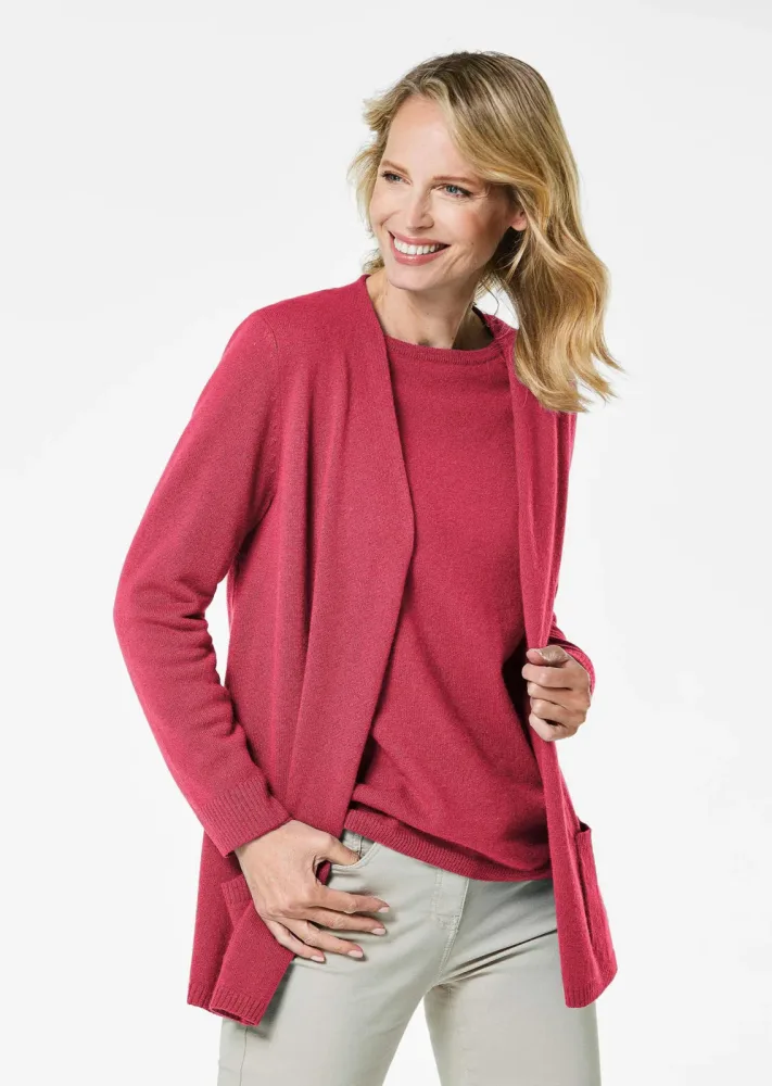 Kuschelweiche Kaschmir-Strickjacke - pink - Gr. 20 von Goldner Fashion