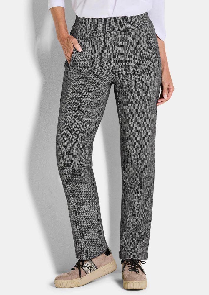 Hose CARLA mit Fischgrätmuster - schwarz - Gr. 245 von Goldner Fashion