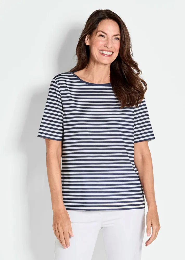 Ringelshirt aus Viskosejersey - schwarz / weiss / geringelt - Gr. 21 von Goldner Fashion
