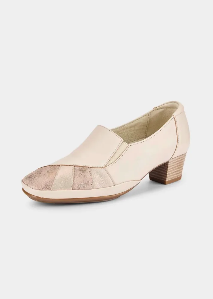 Leder-Pumps mit Wechselfussbett - beige - Gr. 38 von Goldner Fashion