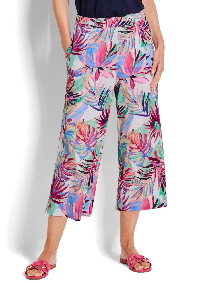 Jersey-Culotte VERA mit Palmenprint - bunt / gemustert - Gr. 21 von Goldner Fashion
