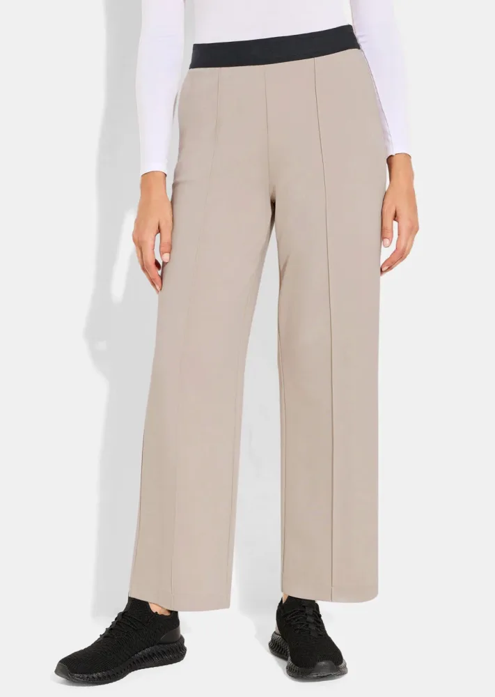 Jersey-Freizeithose mit Biesen - beige - Gr. 19 von Goldner Fashion
