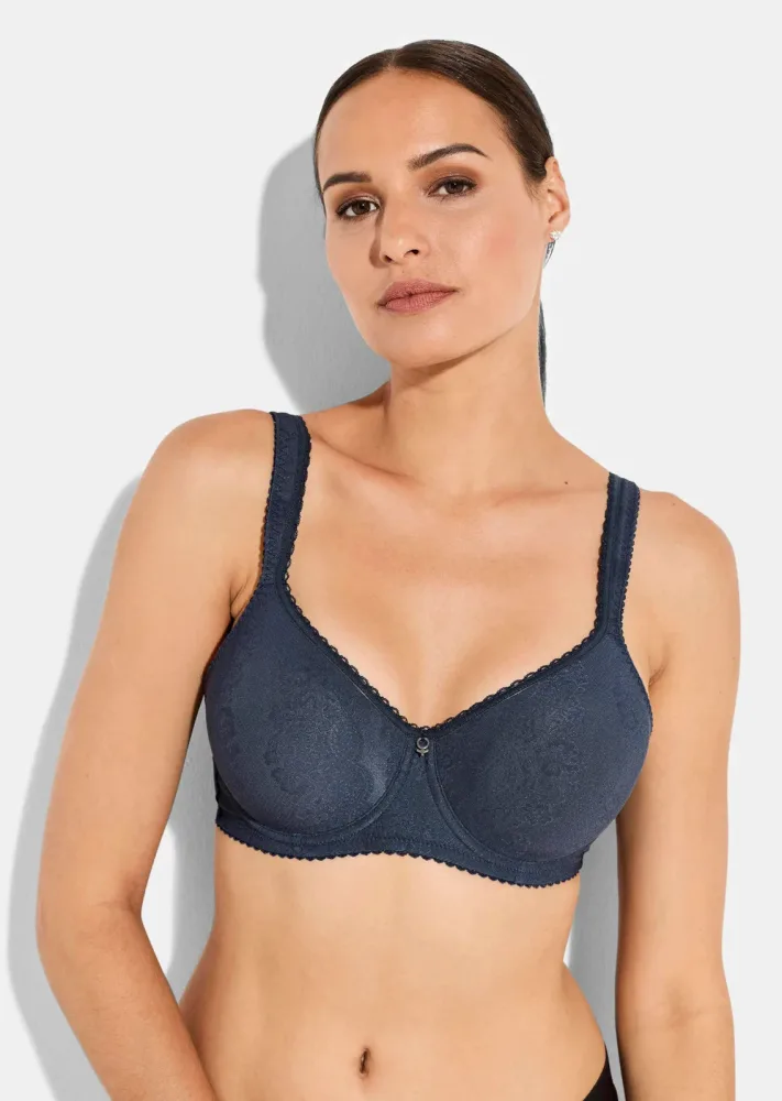 BH mit Bügel und breiten Trägern - rauchblau - Gr. 75 C von Goldner Fashion