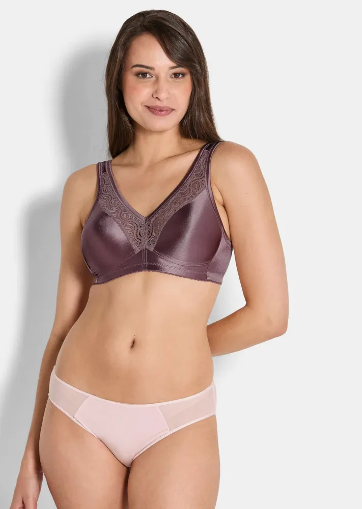 BH ohne Bügel in edler Satin-Optik - aubergine - Gr. 100 D von Goldner Fashion