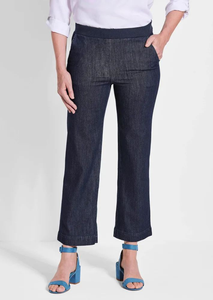 Schlupfjeans VERA mit weitem Bein - marine - Gr. 19 von Goldner Fashion