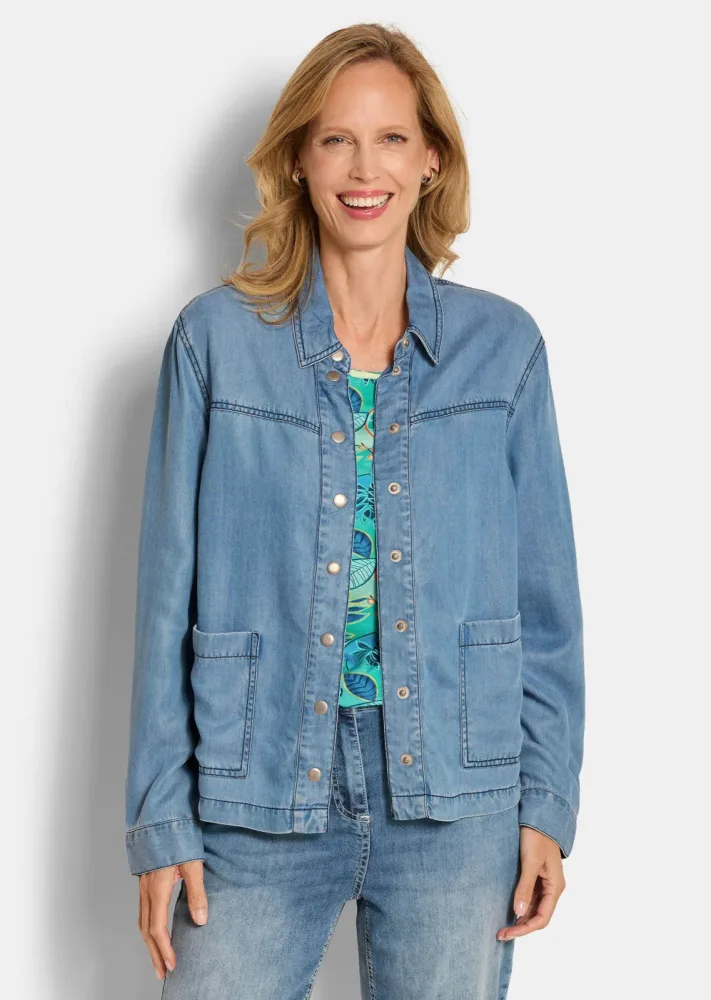 Hemdjacke im Denim-Look - hellblau - Gr. 48 von Goldner Fashion