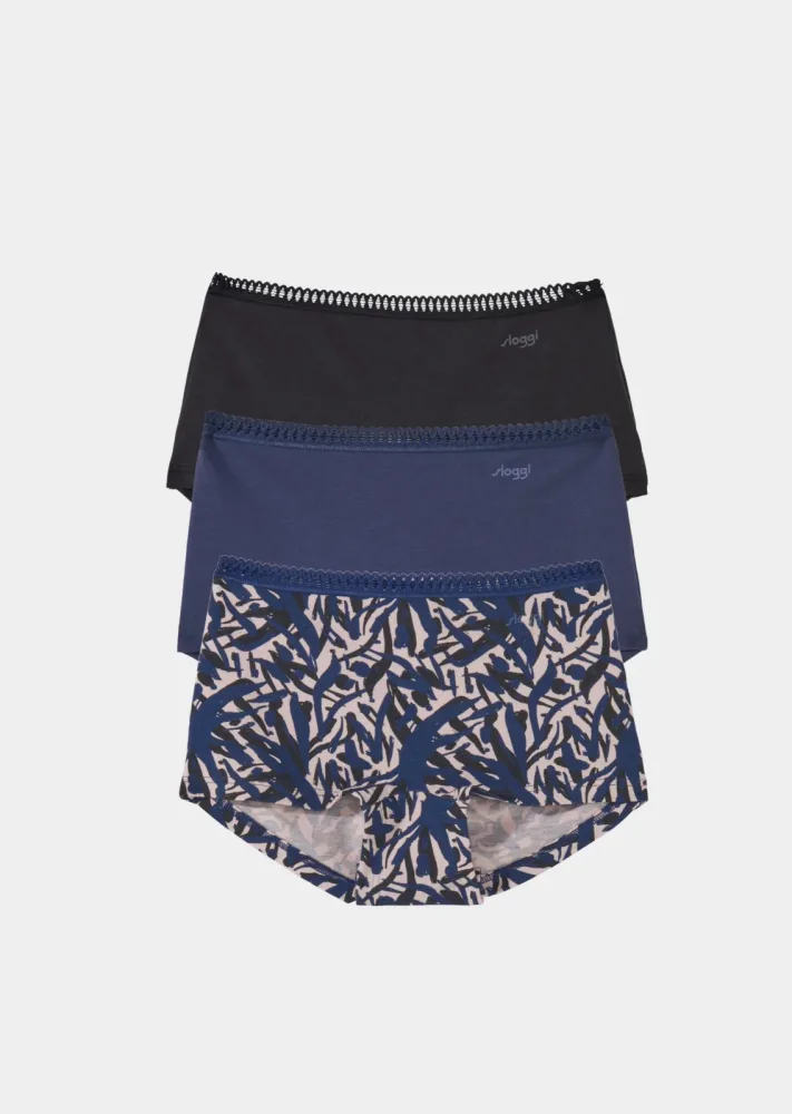 Hüftslip im 3er-Pack - blau / gemustert - Gr. XS von Goldner Fashion