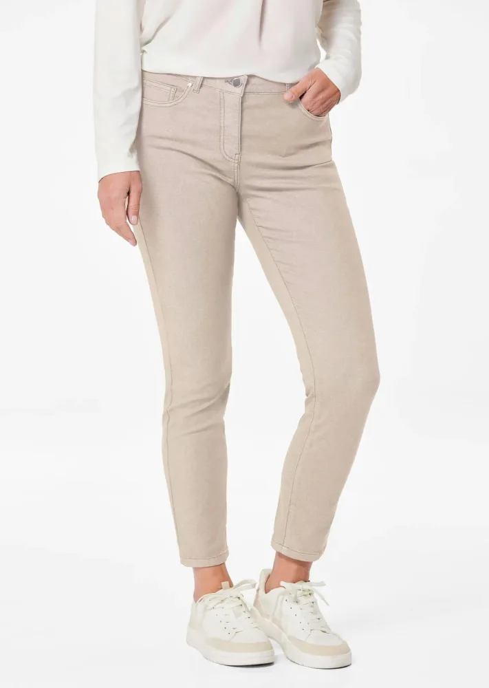 7/8-Jeans BELLA in Super-Stretch-Qualität - beige - Gr. 24 von Goldner Fashion