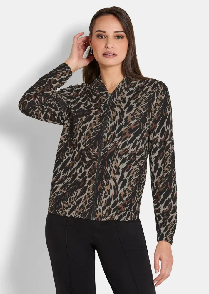 Blouson aus Viskose-Jersey - schwarz / camel - Gr. 20 von Goldner Fashion