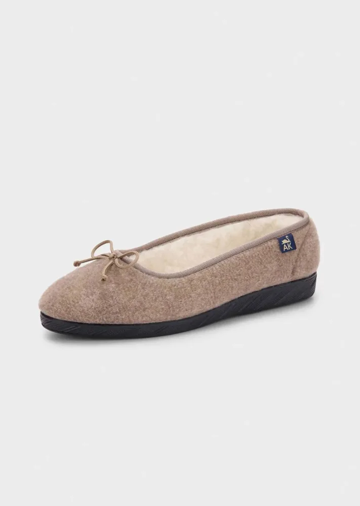 Ballerina-Hausschuhe mit Schurwolle - beige - Gr. 36 von Goldner Fashion
