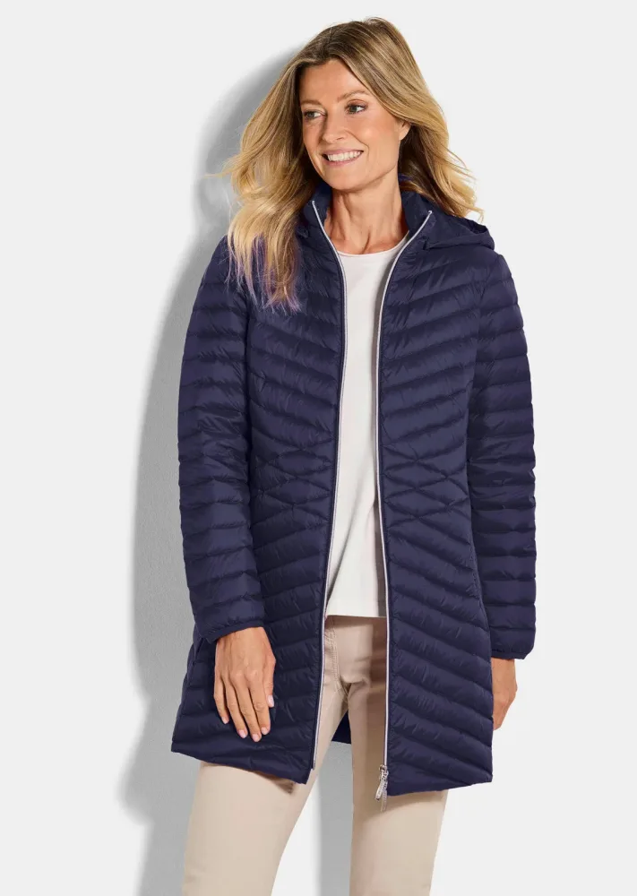 Daunenmantel mit femininer Steppung - marine - Gr. 19 von Goldner Fashion