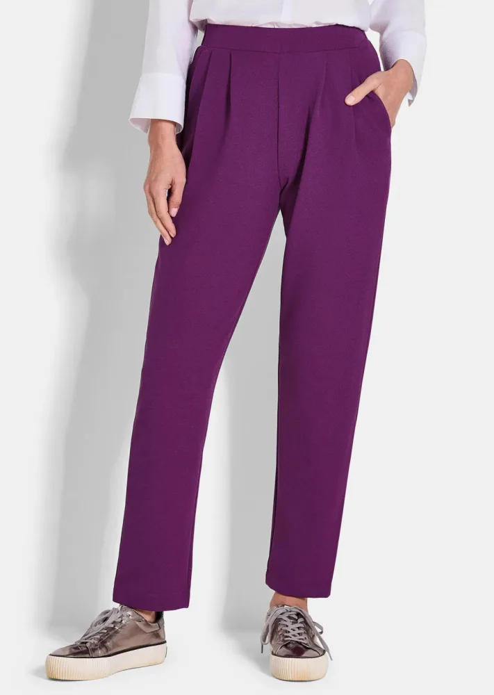 Weite Schlupfhose SARA in Crêpe-Qualität - beere - Gr. 22 von Goldner Fashion