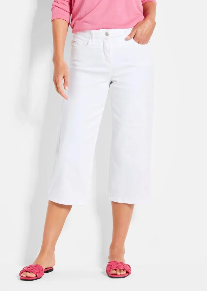 Jeans-Culotte VERA im 5-Pocket-Stil - weiss - Gr. 40 von Goldner Fashion
