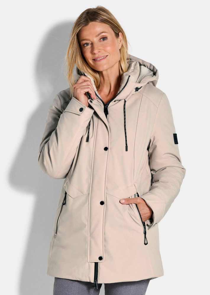 Funktionsjacke mit Kapuze - beige - Gr. 46 von Goldner Fashion
