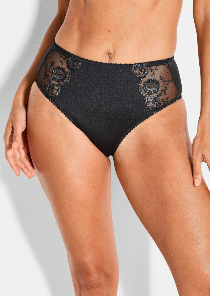 Taillenslip mit Spitzeneinsatz - schwarz - Gr. 42 von Goldner Fashion