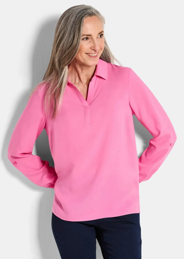 Schlupfbluse aus reiner Viskose - pink - Gr. 20 von Goldner Fashion