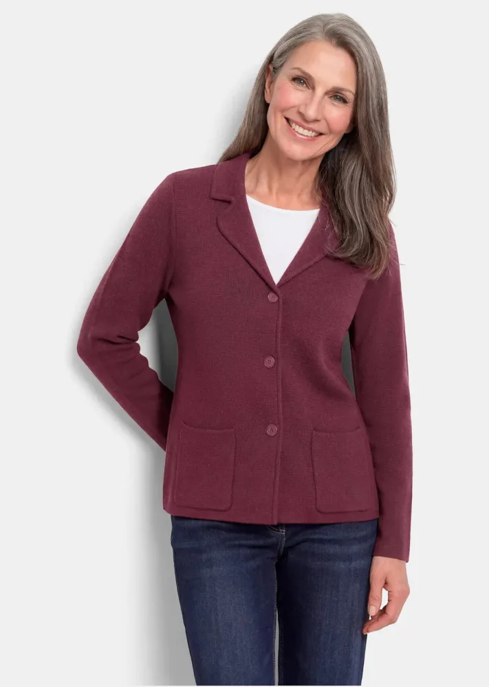 Strickblazer mit aufgesetzten Taschen - bordeaux - Gr. 25 von Goldner Fashion