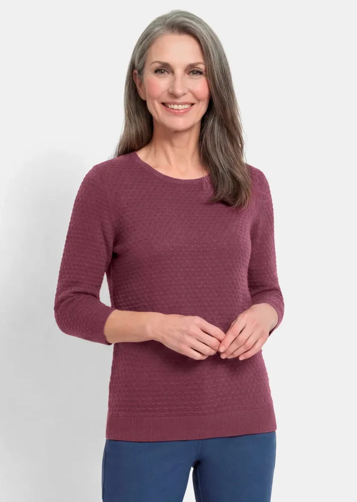 Strickpullover mit Pünktchenmuster - bordeaux - Gr. 21 von Goldner Fashion