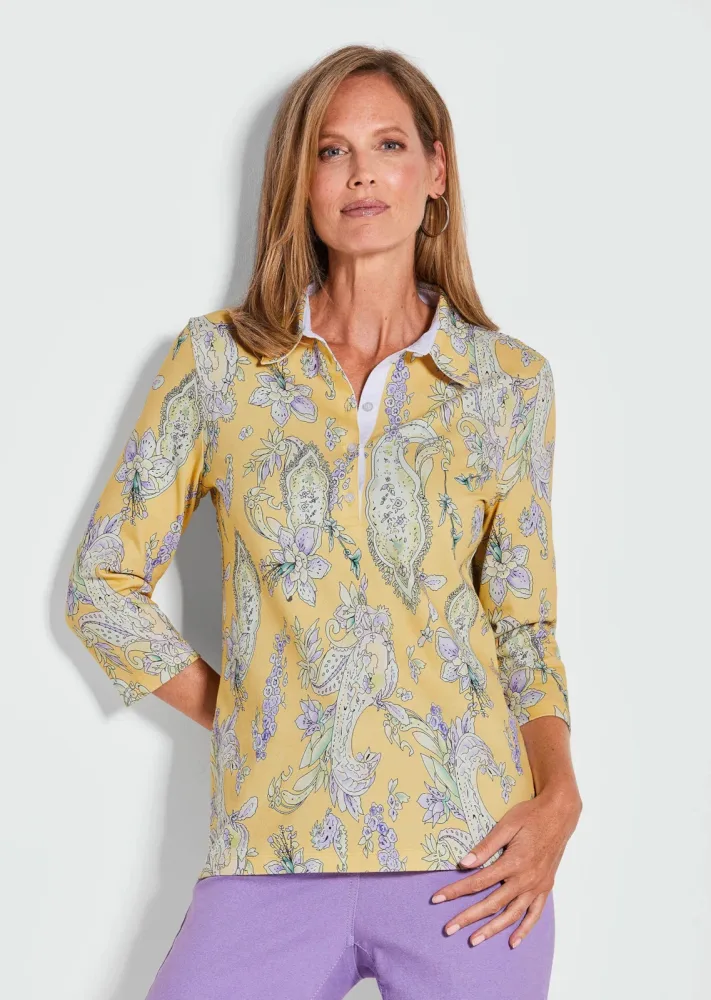 Poloshirt im Paisley-Dessin - gelb / gemustert - Gr. 54 von Goldner Fashion