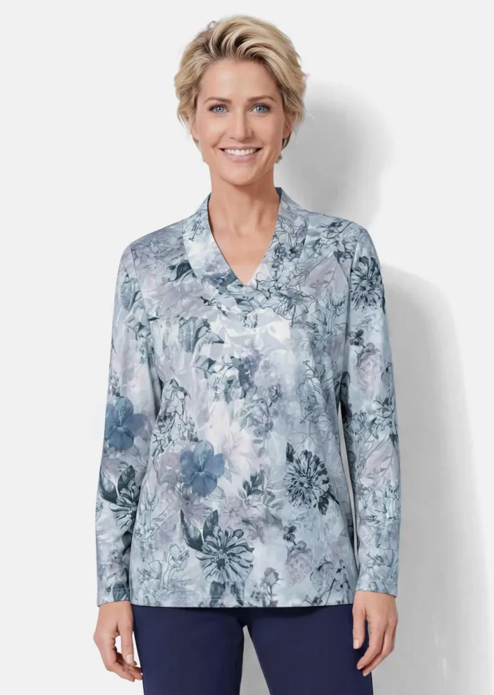 Traumhaftes Flanellshirt - blau / gemustert - Gr. 19 von Goldner Fashion