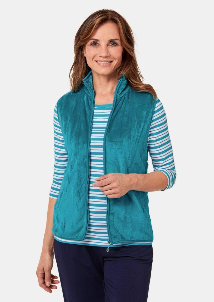 Teddy-Weste aus flauschigen Fleece - türkis - Gr. 21 von Goldner Fashion