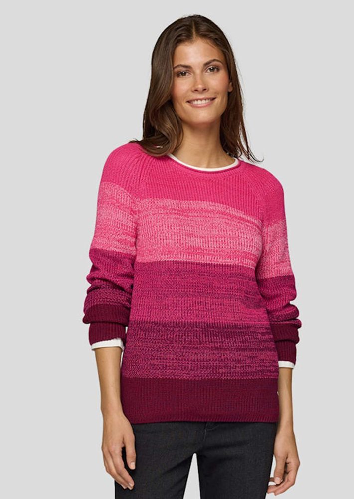 Strickpullover mit Blockstreifen - beere - Gr. 46 von Goldner Fashion