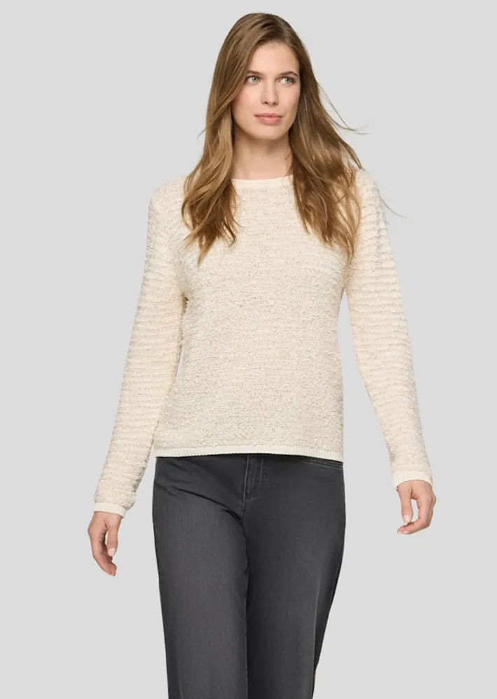 Strickpullover mit Effekt-Bändchengarn - beige - Gr. 38 von Goldner Fashion