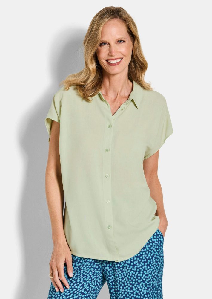 Viskose-Bluse mit Hemdkragen - salbei - Gr. 23 von Goldner Fashion