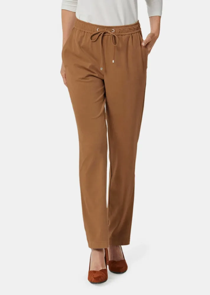 Stretch Hose SARA in Veloursleder-Optik - camel - Gr. 20 von Goldner Fashion