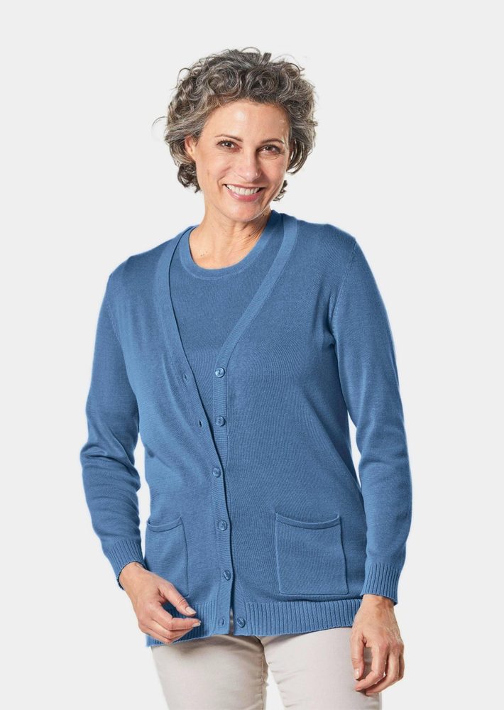 Klassisches Stricktwinset - blau - Gr. 20 von Goldner Fashion