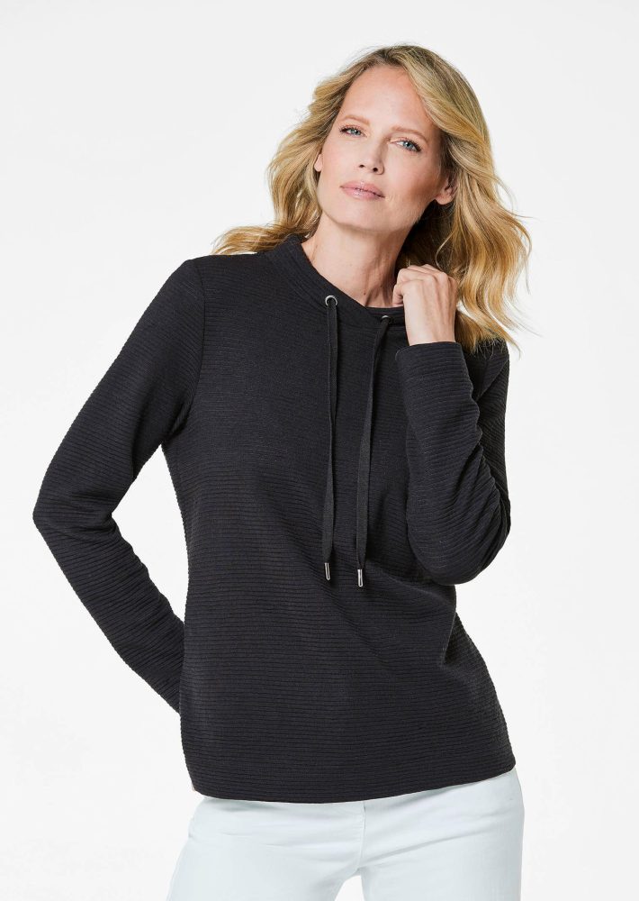 Sweatshirt mit Kordeln - schwarz - Gr. 42 von Goldner Fashion