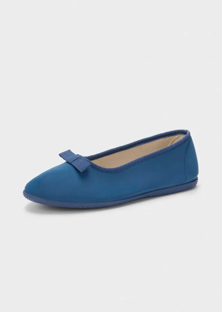 Ballerina-Hausschuhe mit Kautschuk-Sohle - blau - Gr. 38 von Goldner Fashion