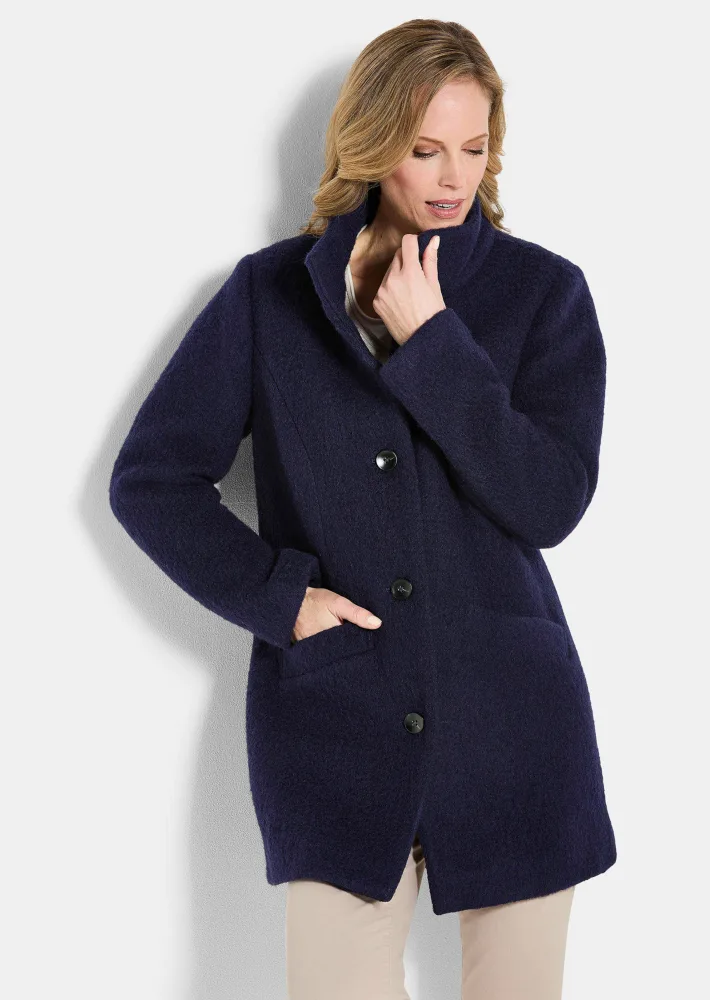 Wollmantel mit Stehkragen - marine - Gr. 19 von Goldner Fashion