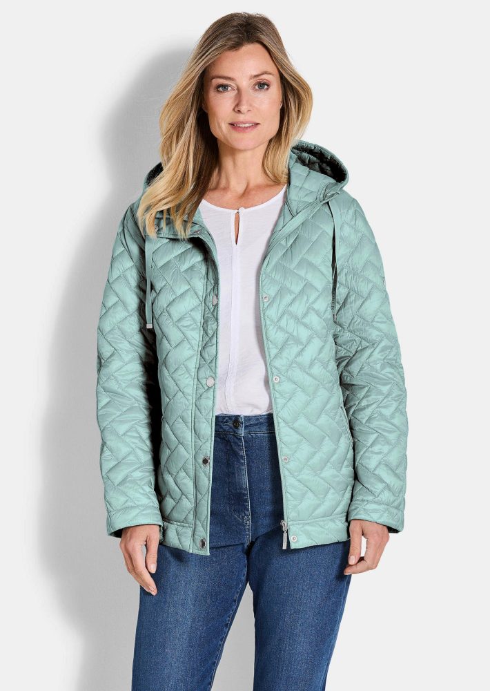 Leichte Steppjacke mit Kapuze - salbei - Gr. 20 von Goldner Fashion